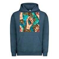 Pigment Midnight Navy nail art with leopard and turquoise  gemstone seamless pattern bbs Urban Hoodie - BundleAndBundleShop
