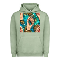 Pigment Oil Green nail art with leopard and turquoise  gemstone seamless pattern bbs Urban Hoodie - BundleAndBundleShop