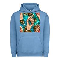 Pigment Pebble Blue nail art with leopard and turquoise  gemstone seamless pattern bbs Urban Hoodie - BundleAndBundleShop