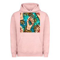 Pigment Salmon nail art with leopard and turquoise  gemstone seamless pattern bbs Urban Hoodie - BundleAndBundleShop