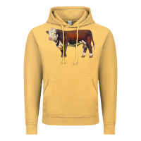 Vintage Mustard hereford bull Vintage Hoodie - LillyAllenDesigns