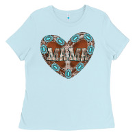 Baby Blue mama heart cowhide Ladies Tee - CowhideDigitalArt