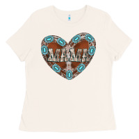 Bone mama heart cowhide Ladies Tee - CowhideDigitalArt