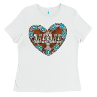 White mama heart cowhide Ladies Tee - CowhideDigitalArt