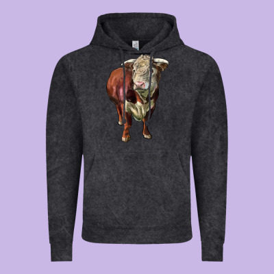 Hereford Bull Face Vintage Hoodie Designed By Lillyallendesigns