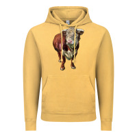 Vintage Mustard hereford bull face Vintage Hoodie - LillyAllenDesigns