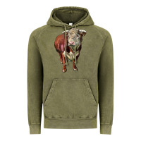 Vintage Olive hereford bull face Vintage Hoodie - LillyAllenDesigns