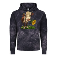 Cloud Black hereford heifer with sunflower Vintage Hoodie - LillyAllenDesigns