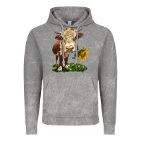 Cloud Rock hereford heifer with sunflower Vintage Hoodie - LillyAllenDesigns