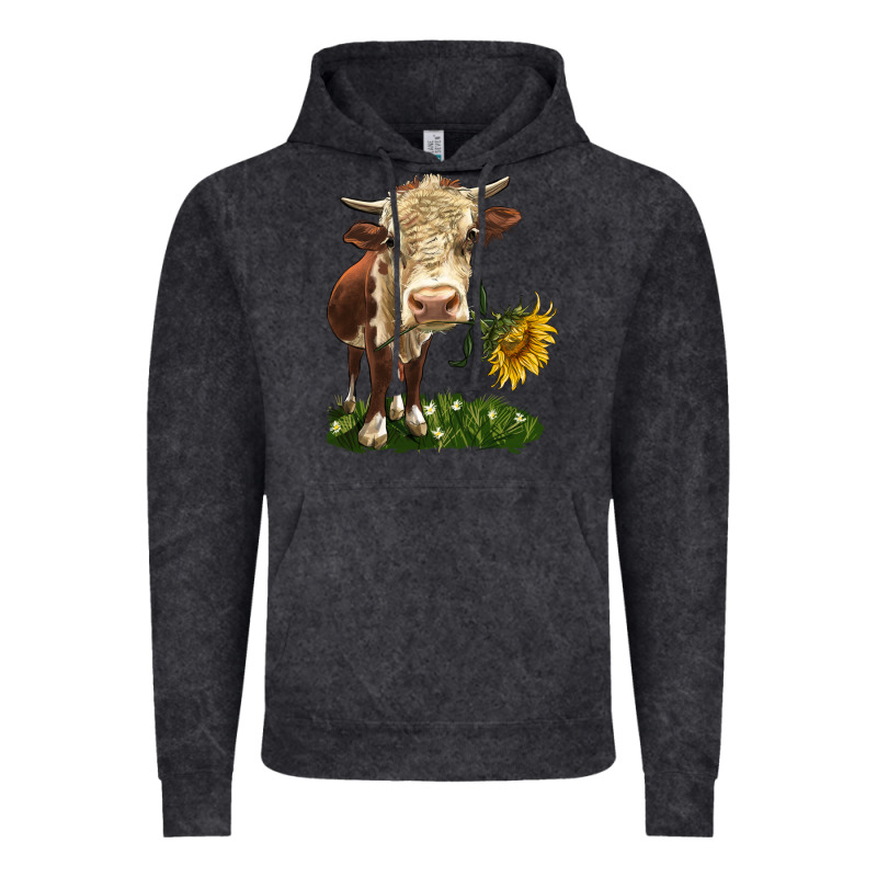Hereford Heifer With Sunflower Vintage Hoodie by LillyAllenDesigns | Teevron