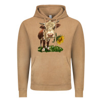 Vintage Camel hereford heifer with sunflower Vintage Hoodie - LillyAllenDesigns