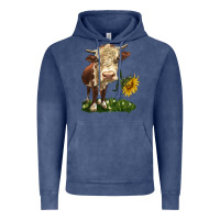 Vintage Denim hereford heifer with sunflower Vintage Hoodie - LillyAllenDesigns