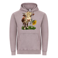 Vintage Zinc hereford heifer with sunflower Vintage Hoodie - LillyAllenDesigns