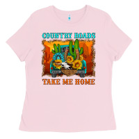 Bubblegum Pink country roads take me home Ladies Tee - HRA Design Shop