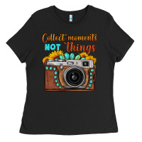 Black collect moments not things sunflower gemstone vintage camera Ladies Tee - FaDigitalArtStudio