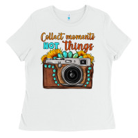 White collect moments not things sunflower gemstone vintage camera Ladies Tee - FaDigitalArtStudio