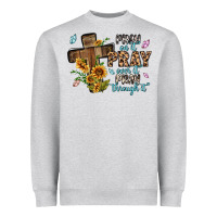 Heather Grey pray on it pray over it pray through it Heavyweight Sweatshirt - MaliasSmallBusiness