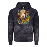 Cloud Black Hereford heifer with sunflower and leopard Vintage Hoodie - LillyAllenDesigns