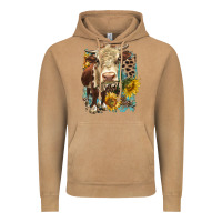 Vintage Camel Hereford heifer with sunflower and leopard Vintage Hoodie - LillyAllenDesigns