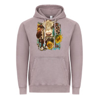 Vintage Zinc Hereford heifer with sunflower and leopard Vintage Hoodie - LillyAllenDesigns