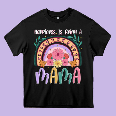 Happiness Is Being A Mama Heavy Core Tee Designed By Jahusdesignshop