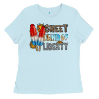 Baby Blue sweet land of liberty Ladies Tee - RacoonDesign