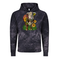 Cloud Black hereford bull with sunflowers Vintage Hoodie - LillyAllenDesigns