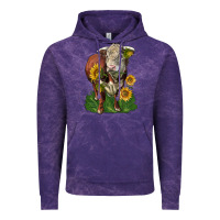 Cloud Purple hereford bull with sunflowers Vintage Hoodie - LillyAllenDesigns