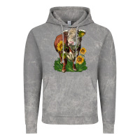 Cloud Rock hereford bull with sunflowers Vintage Hoodie - LillyAllenDesigns