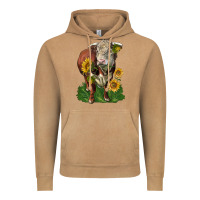Vintage Camel hereford bull with sunflowers Vintage Hoodie - LillyAllenDesigns