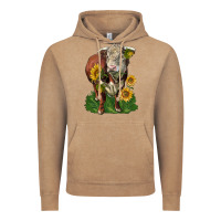 Vintage Coffee hereford bull with sunflowers Vintage Hoodie - LillyAllenDesigns