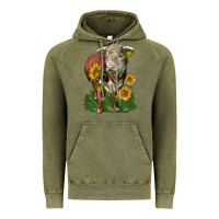 Vintage Olive hereford bull with sunflowers Vintage Hoodie - LillyAllenDesigns