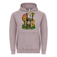 Vintage Zinc hereford bull with sunflowers Vintage Hoodie - LillyAllenDesigns
