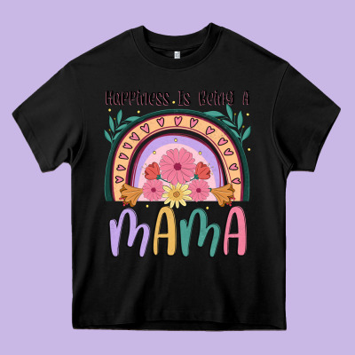 Happiness Is Being A Mama Heavy Core Tee Designed By Jahusdesignshop