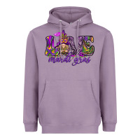 Lavender Love Mardi Gras with gnome Heavyweight Hoodie - HowdyJamesFarm