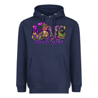 Navy Love Mardi Gras with gnome Heavyweight Hoodie - HowdyJamesFarm