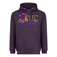 Plum Love Mardi Gras with gnome Heavyweight Hoodie - HowdyJamesFarm
