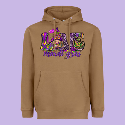 Love Mardi Gras With Gnome Heavyweight Hoodie Designed By Howdyjamesfarm