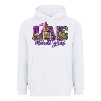 White Love Mardi Gras with gnome Heavyweight Hoodie - HowdyJamesFarm