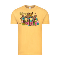Vintage Mustard he is risen Vintage Tee - MaliasSmallBusiness