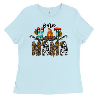 Baby Blue one hot mama Ladies Tee - CowhideDigitalArt