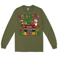 Army Green Christmas Santa and reindeer truck Long Sleeve Tee - MaliasSmallBusiness