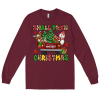Burgundy Christmas Santa and reindeer truck Long Sleeve Tee - MaliasSmallBusiness