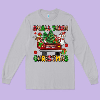 Christmas Santa And Reindeer Truck Long Sleeve Tee Designed By Maliassmallbusiness
