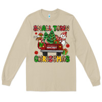 Mushroom Christmas Santa and reindeer truck Long Sleeve Tee - MaliasSmallBusiness