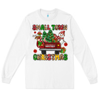 White Christmas Santa and reindeer truck Long Sleeve Tee - MaliasSmallBusiness