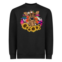 Black baby cow flower Heavyweight Sweatshirt - NancyCooperArtShop