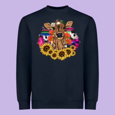 Baby Cow Flower Heavyweight Sweatshirt Designed By Nancycooperartshop