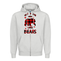 Dove Grey Just A Girl Who Loves Bears Zipper Hoodie - Bettercallsaul