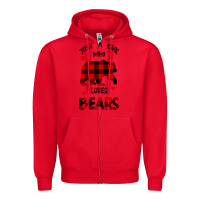 Red Just A Girl Who Loves Bears Zipper Hoodie - Bettercallsaul